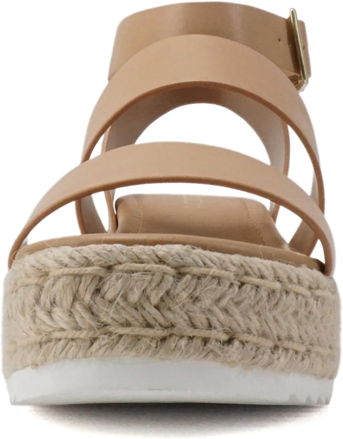 Soda Top Shoe Bryce Open Toe Buckle Ankle Strap Espadrilles Flatform Wedge Casual Sandanatural 5576